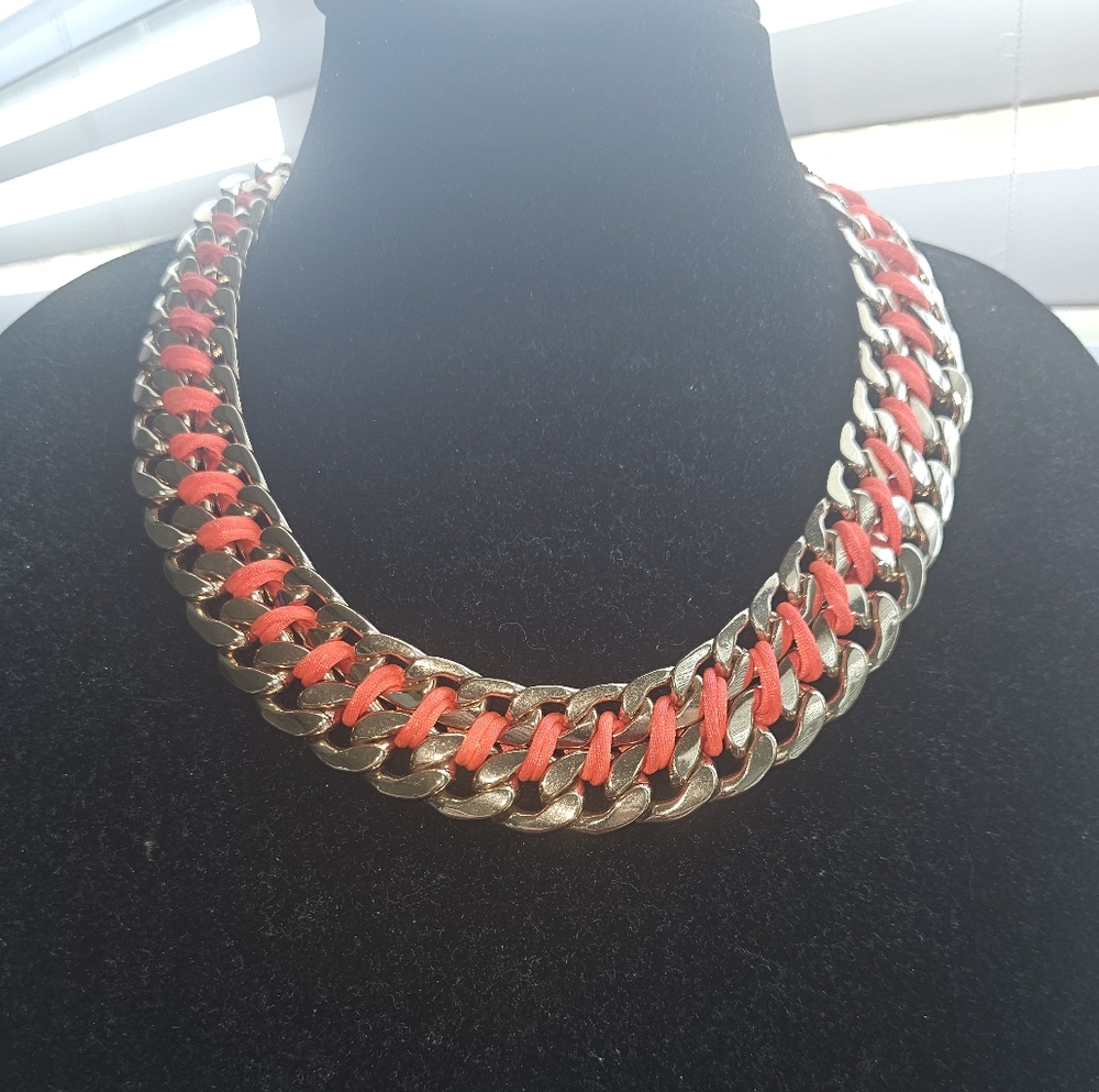Chunky Gold and Red Statement Necklace